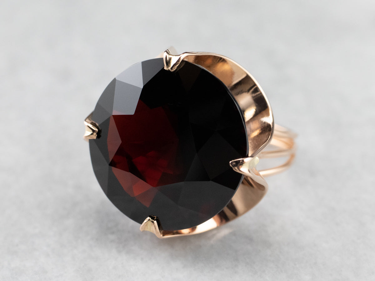 Round Pyrope Garnet Rose Gold Cocktail Ring