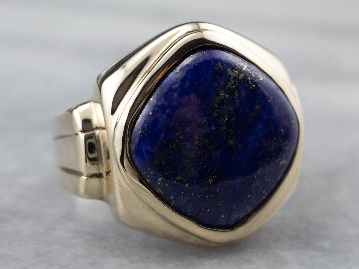 Retro Lapis Gold Men&#39;s Statement Ring