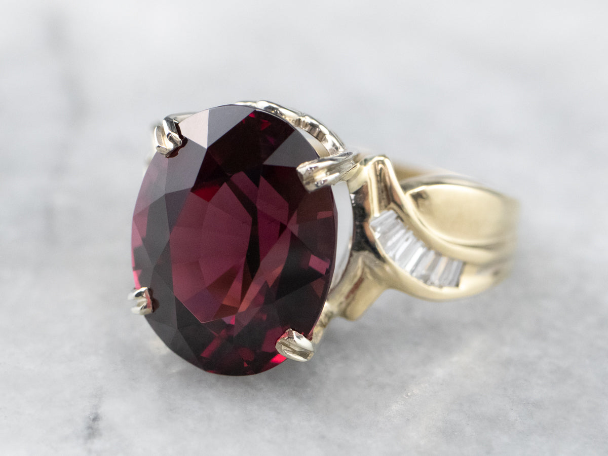 Modern Garnet and Diamond Cocktail Ring