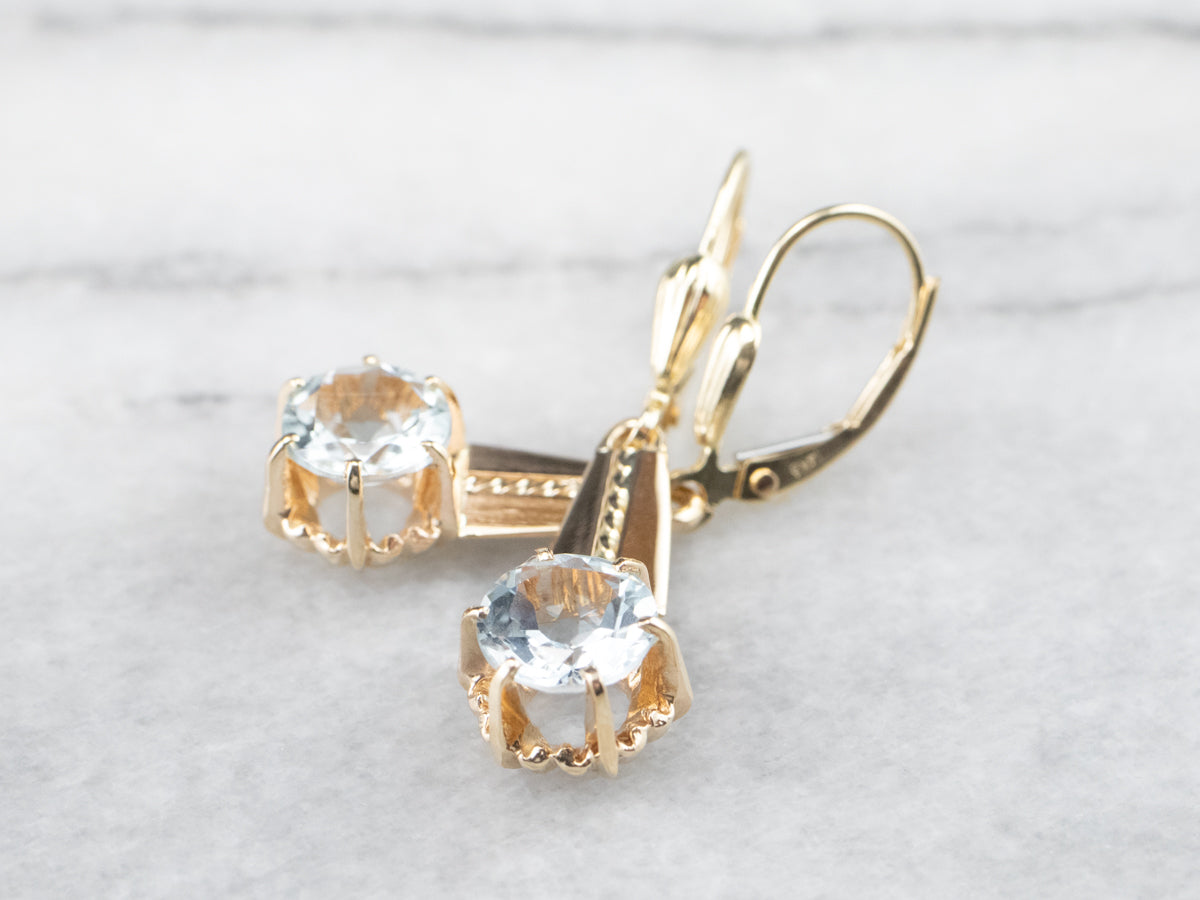 Vintage Style Aquamarine Drop Earrings