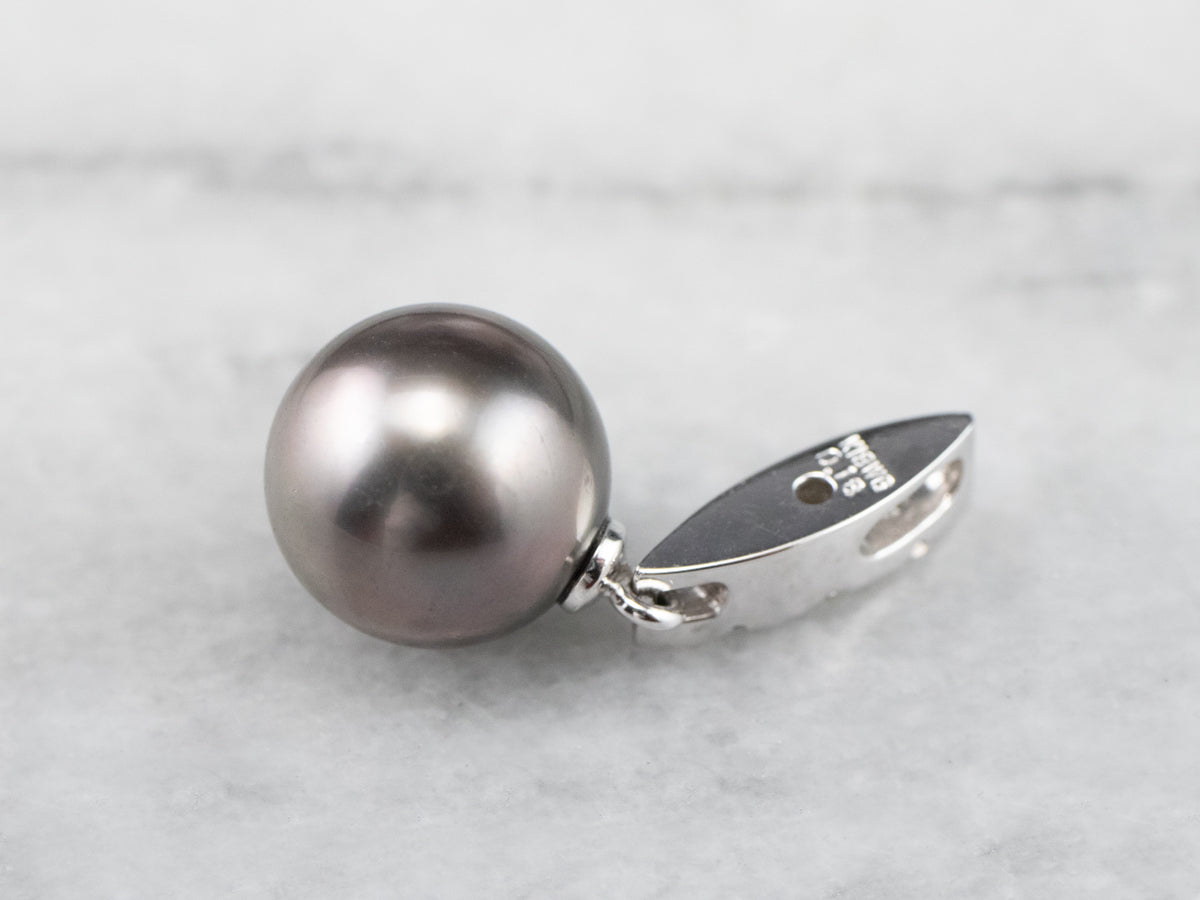 Grey Pearl Diamond White Gold Pendant