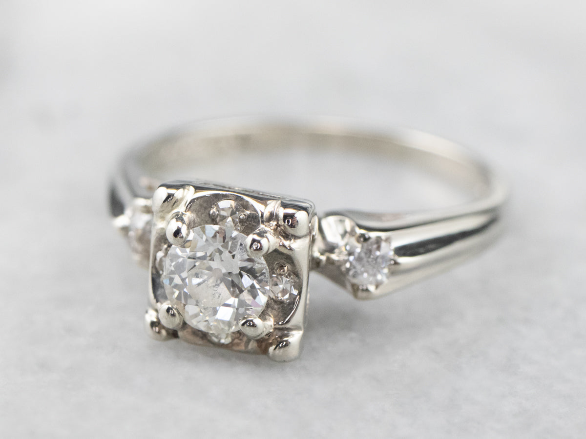 Retro Old Mine Cut Diamond Engagement Ring