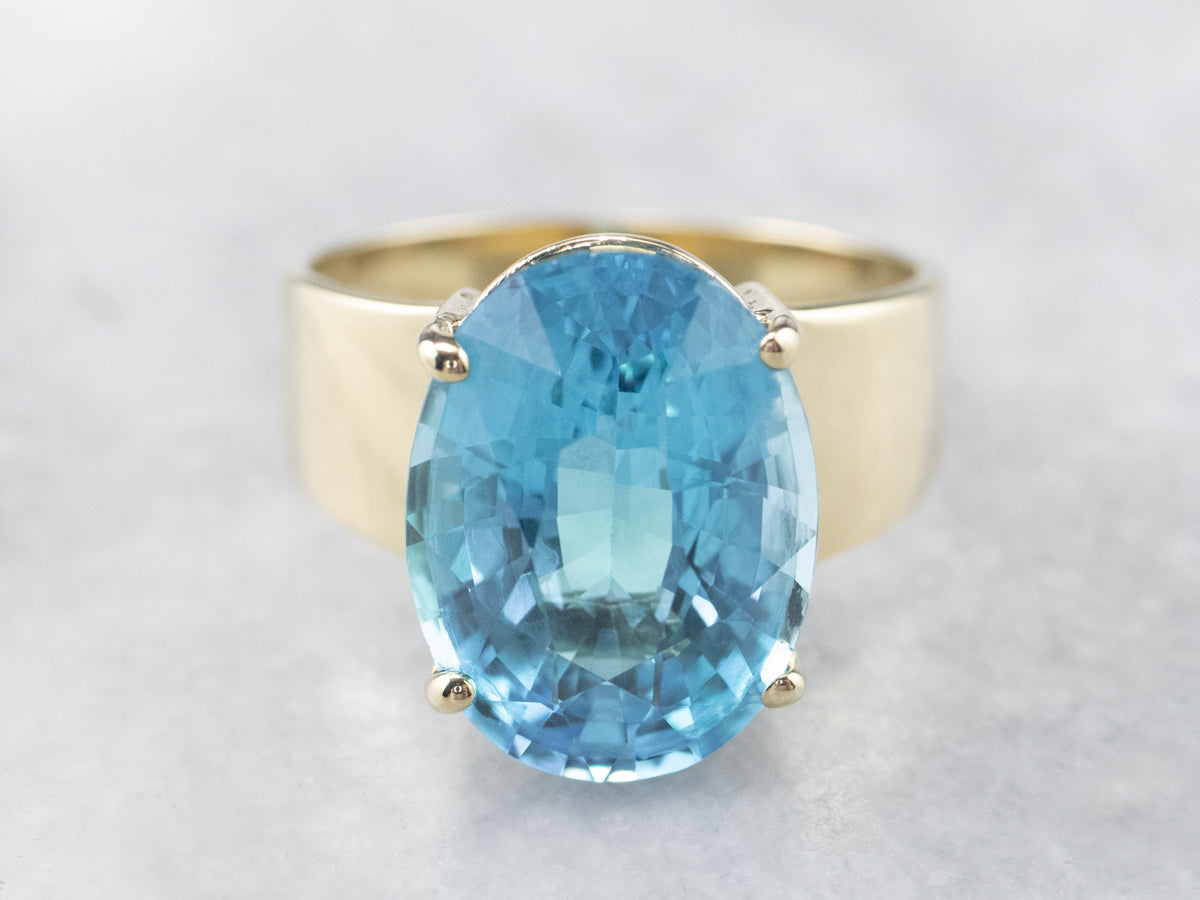 Blue Topaz and Gold Statement Ring