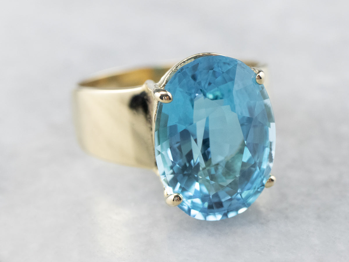 Blue Topaz and Gold Statement Ring