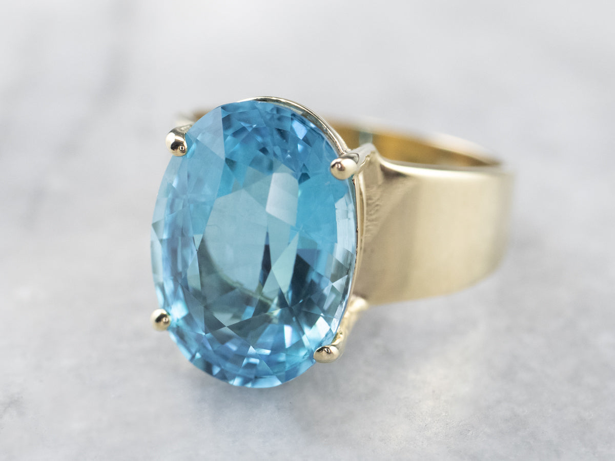 Blue Topaz and Gold Statement Ring