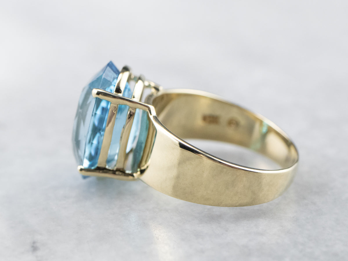 Blue Topaz and Gold Statement Ring