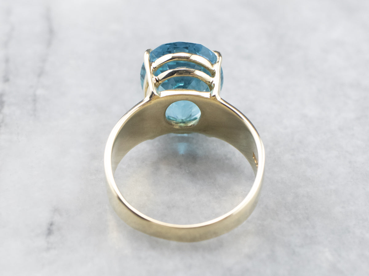 Blue Topaz and Gold Statement Ring