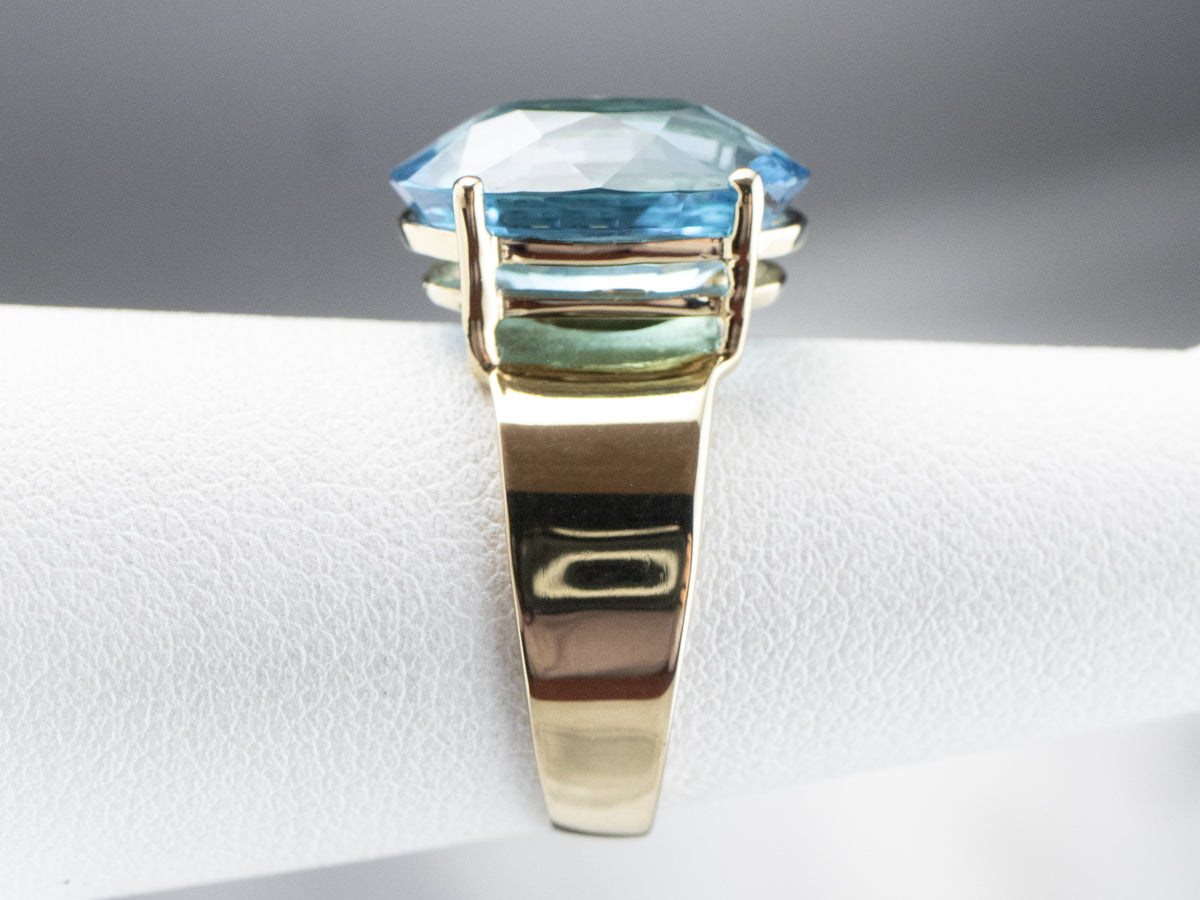 Blue Topaz and Gold Statement Ring