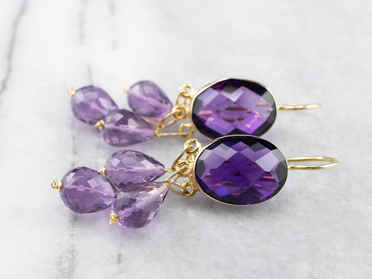 Bold Beaded Amethyst Drop Earrings