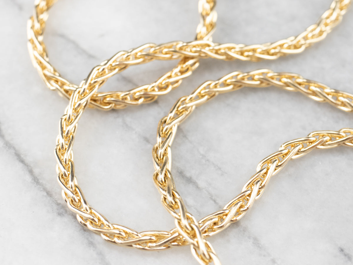 Long 14K Gold Wheat Chain