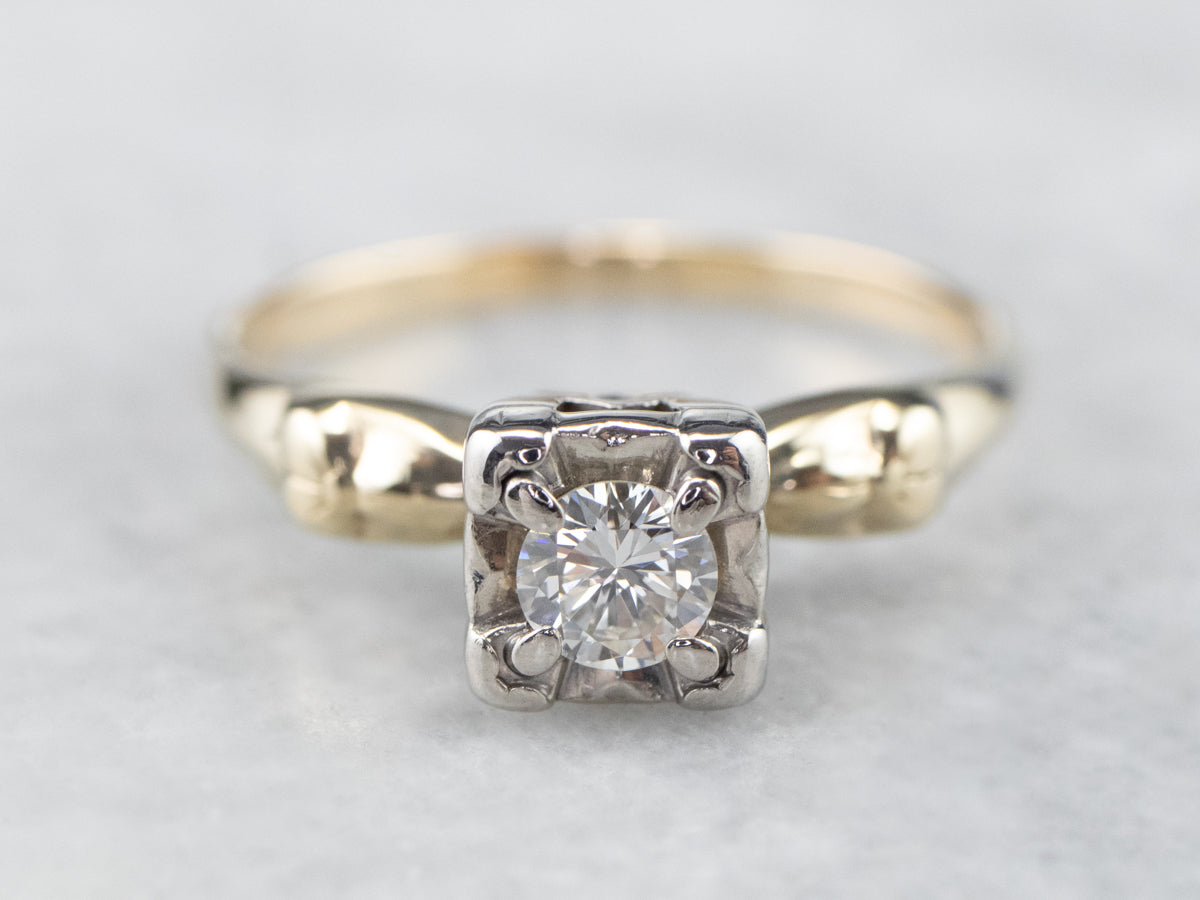 Retro Diamond Gold Engagement Ring