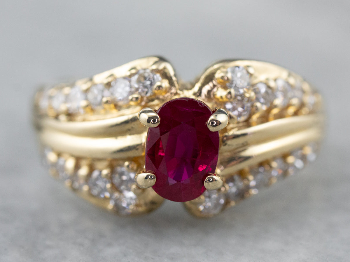 Ruby Diamond Gold Engagement Ring