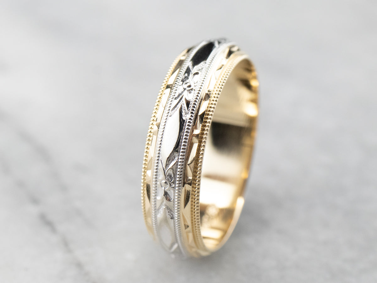 Mid-Century Two-Tone Gold Pattern Band