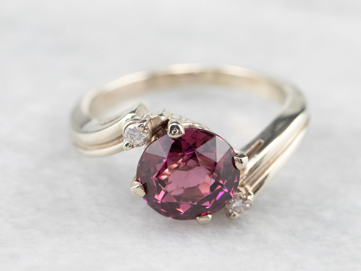 Rhodolite Garnet Diamond White Gold Ring