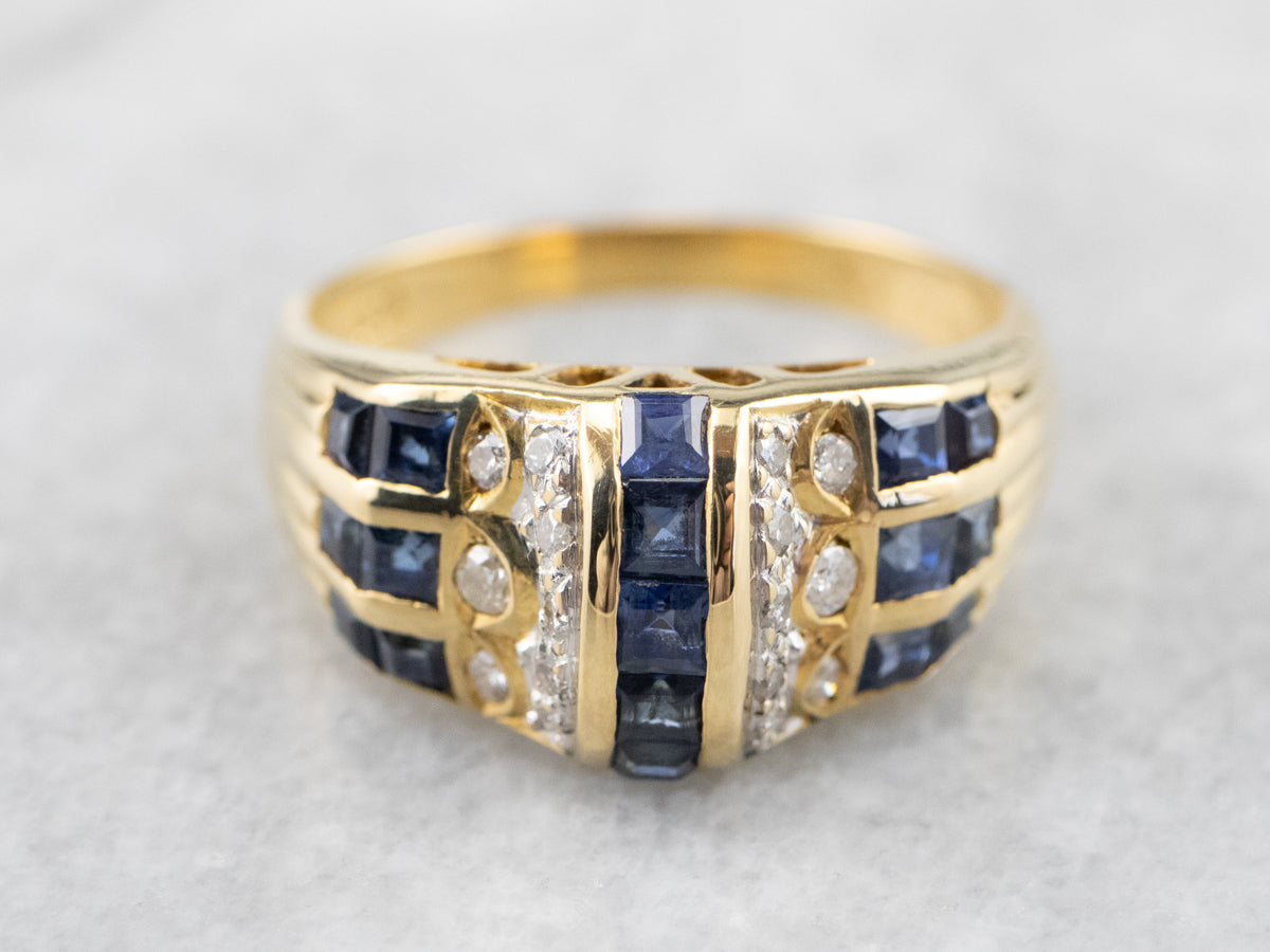 Sapphire Diamond Gold Statement Band