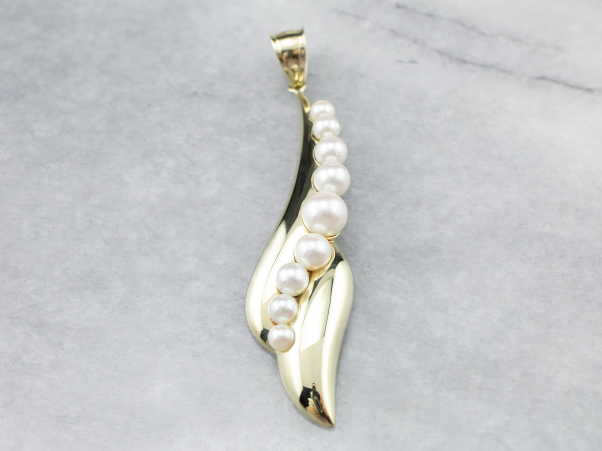 Modernist Gold Pearl Drop Pendant