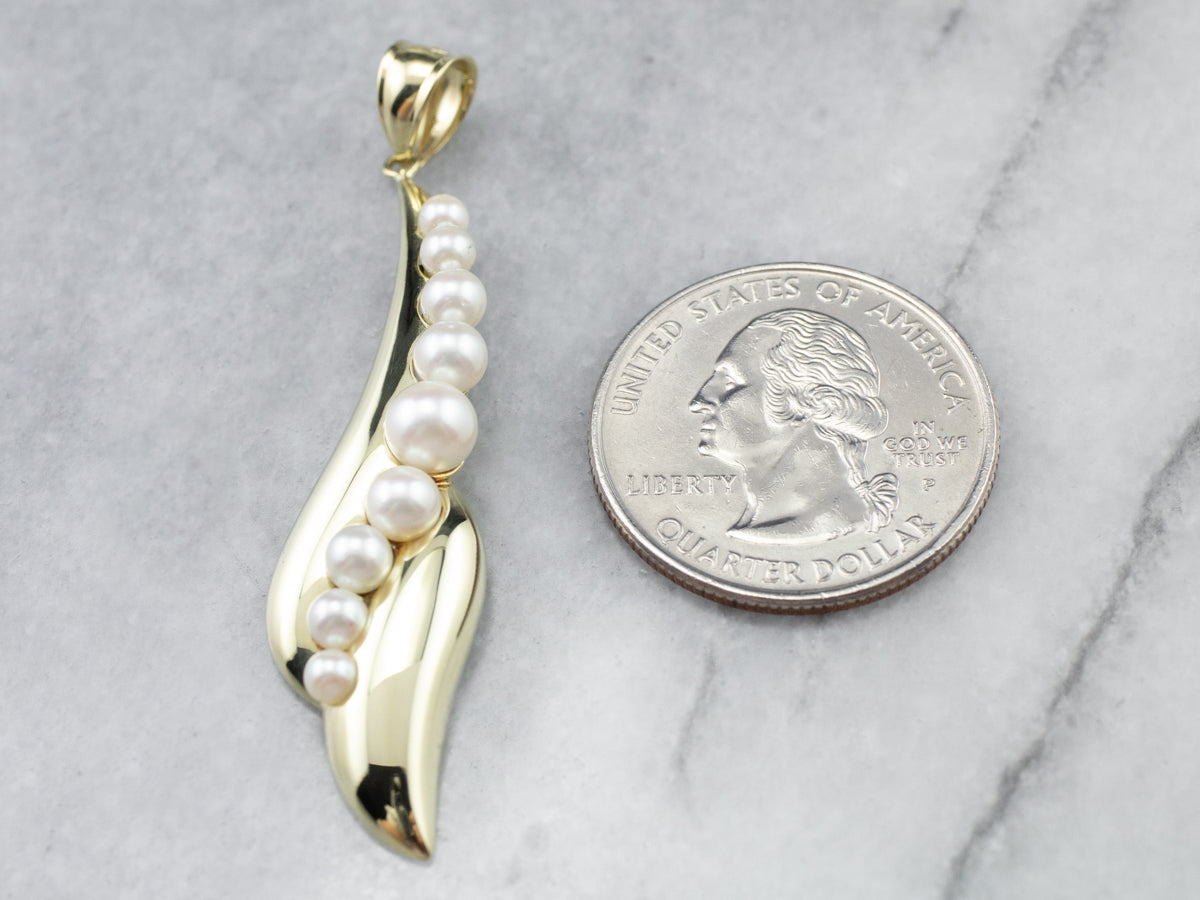 Modernist Gold Pearl Drop Pendant