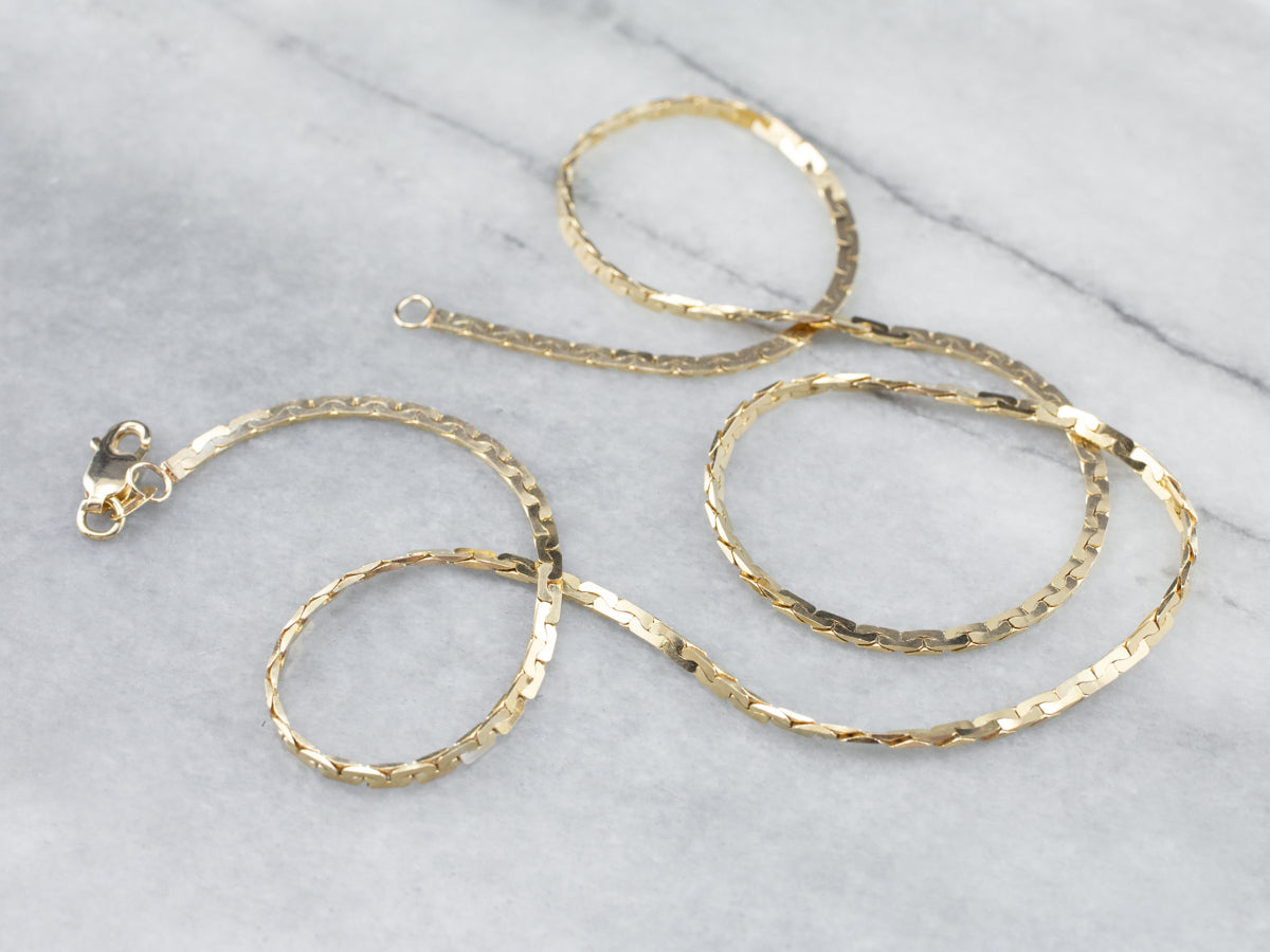 Unisex Flat Gold Serpentine Chain