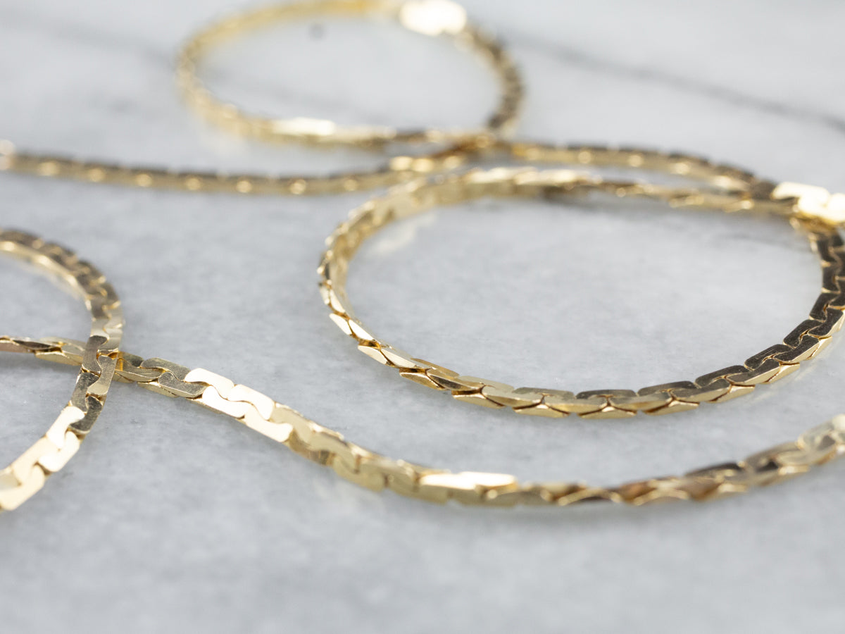 Unisex Flat Gold Serpentine Chain