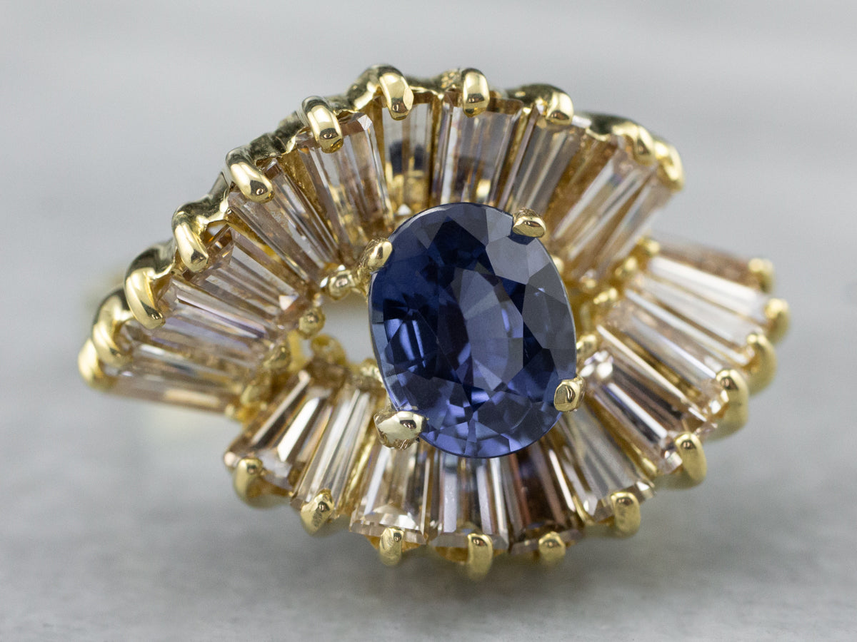 Sapphire and Diamond Cocktail Ring