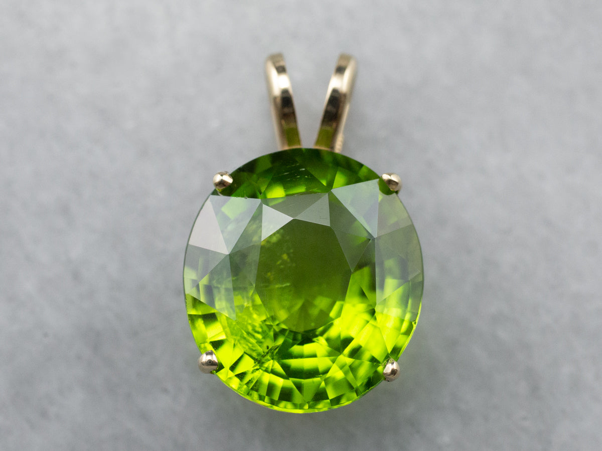 Gold Peridot Solitaire Pendant