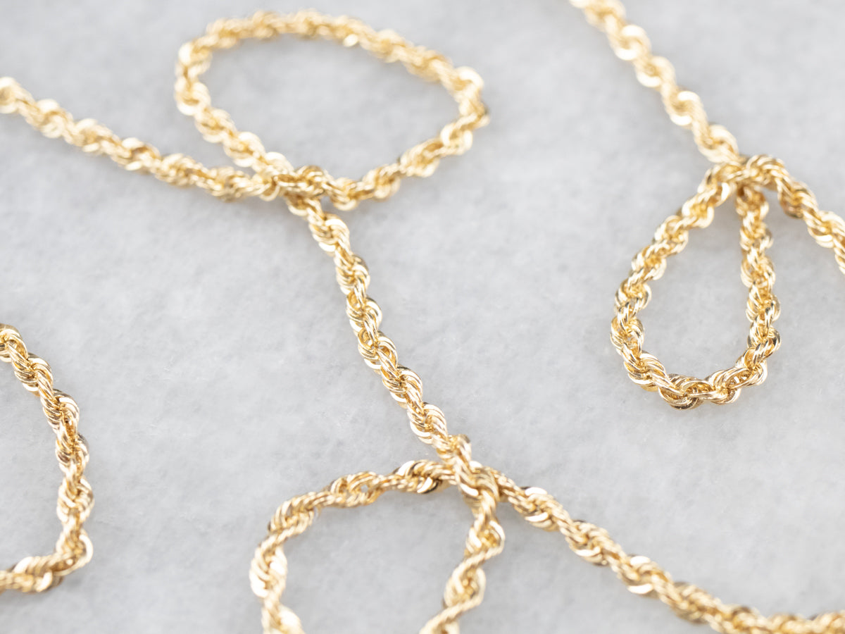 14K Gold Rope Chain Necklace with Safety Clasp