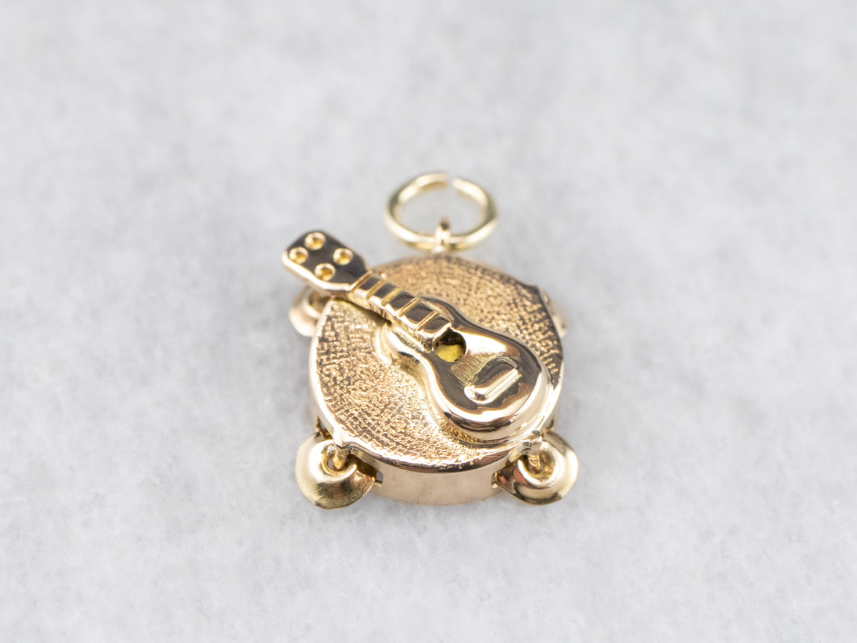 Guitar and Tambourine Gold Charm