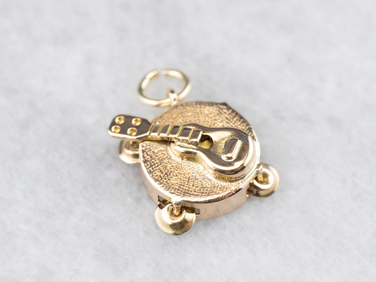 Guitar and Tambourine Gold Charm