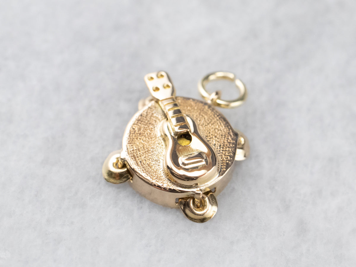 Guitar and Tambourine Gold Charm