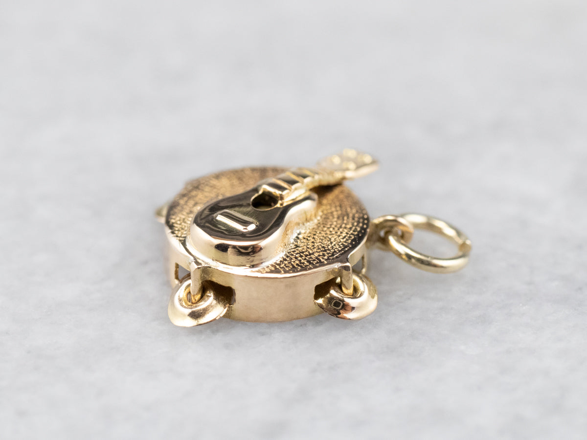 Guitar and Tambourine Gold Charm