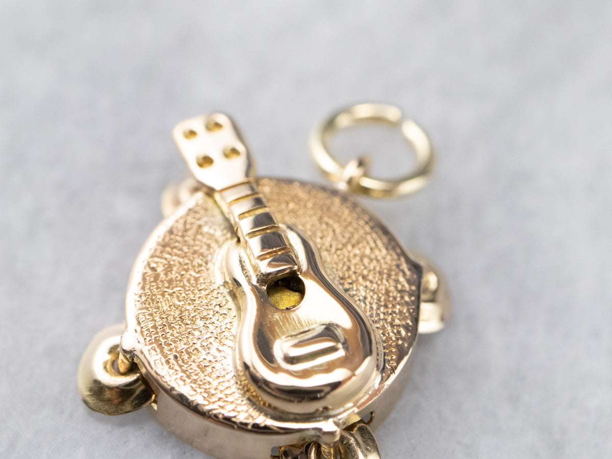 Guitar and Tambourine Gold Charm