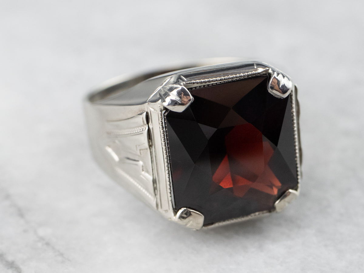 Garnet White Gold Statement Ring