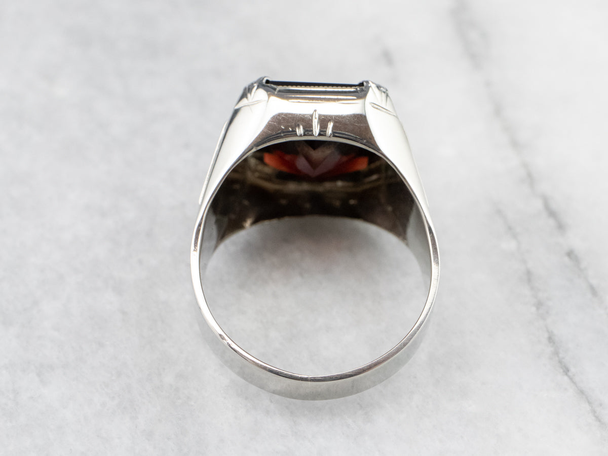 Garnet White Gold Statement Ring