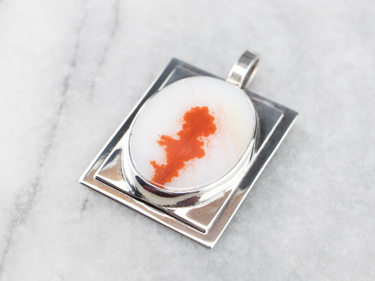 Sterling Silver Orange Agate Pendant