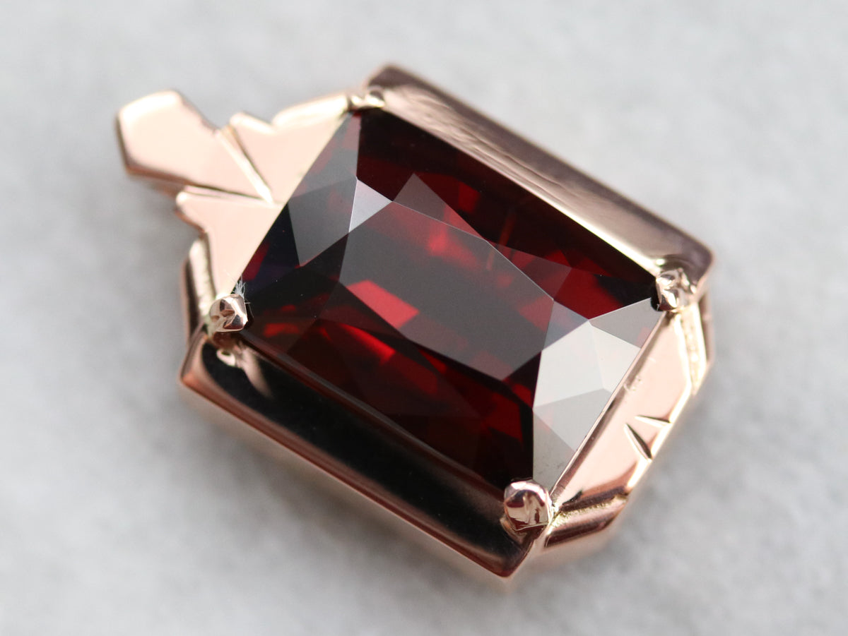 Rose Gold Retro Era Pyrope Garnet Pendant