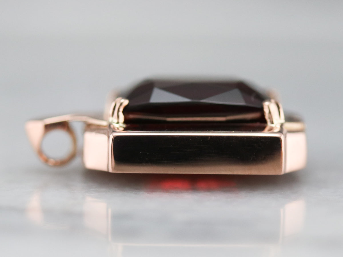 Rose Gold Retro Era Pyrope Garnet Pendant