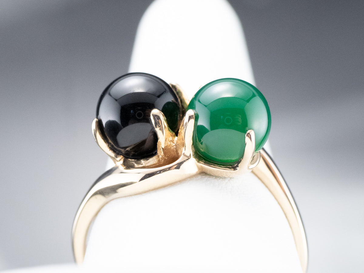 Black and Green Onyx Statement Ring