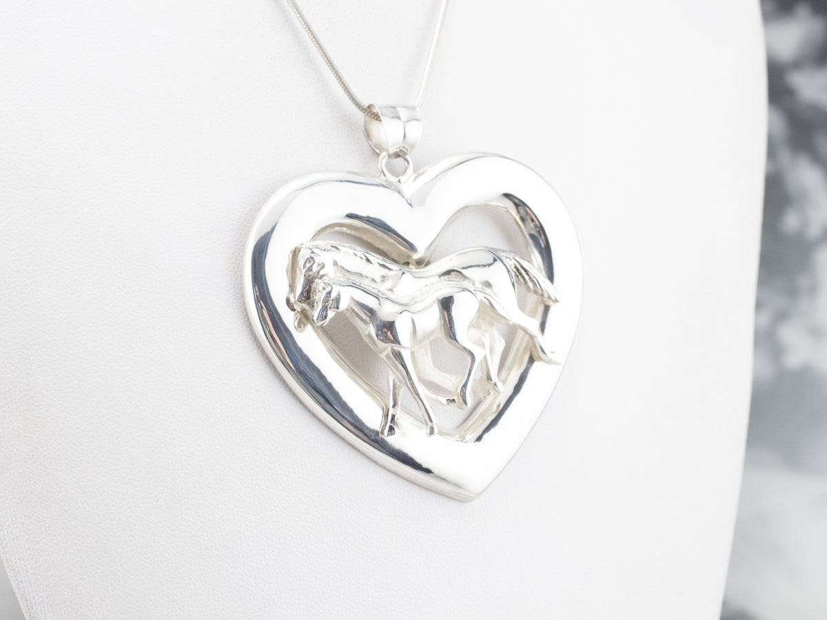 Silver Mother and Foal Horse Pendant