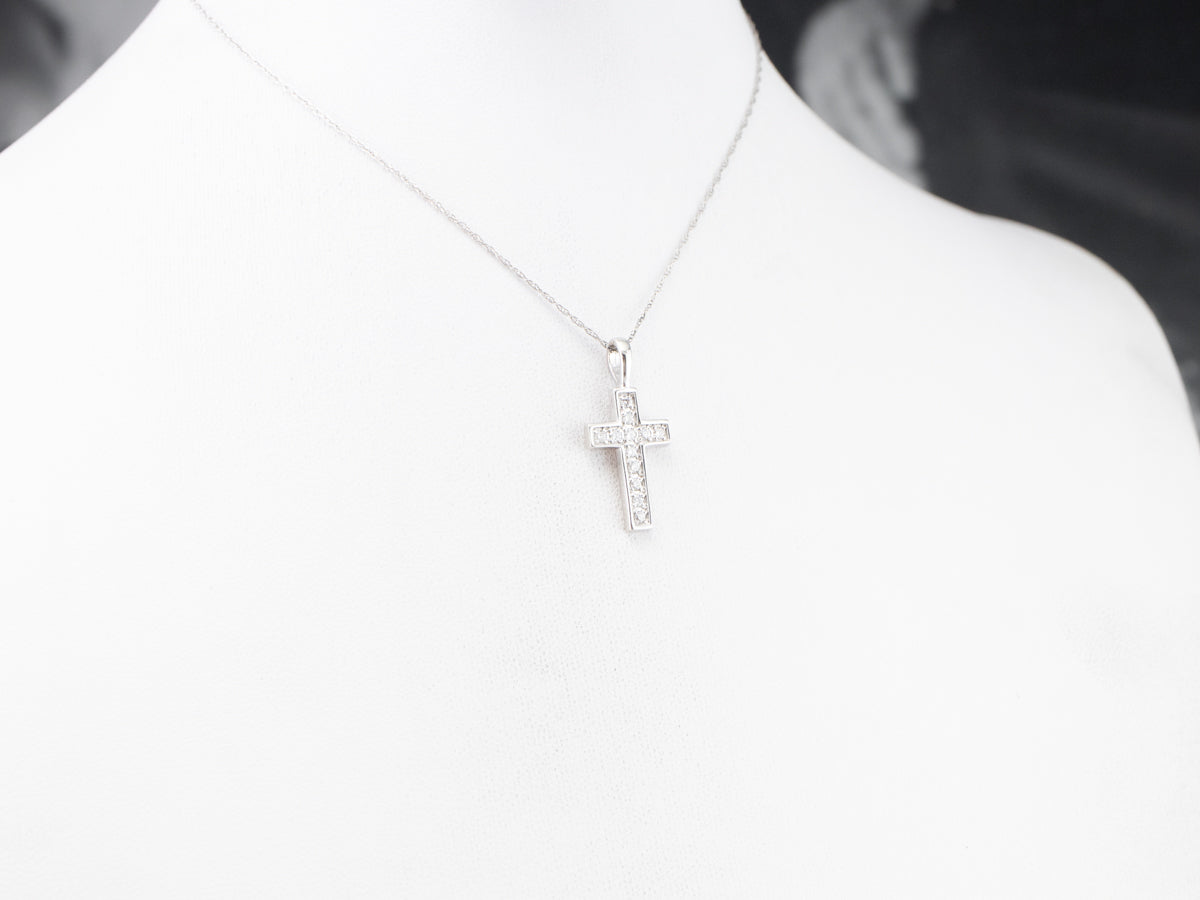 White Gold Diamond Cross