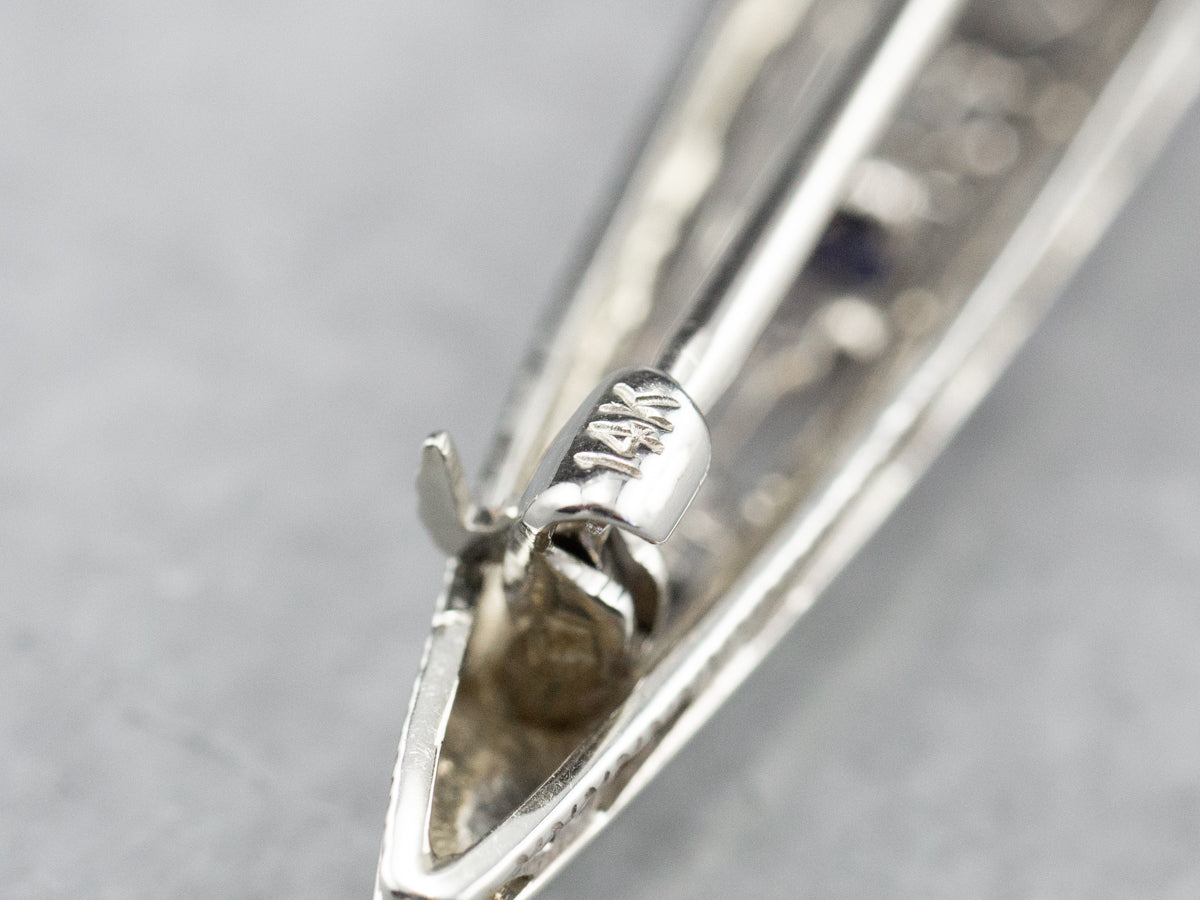 Art Deco Diamond White Gold Filigree Bar Pin