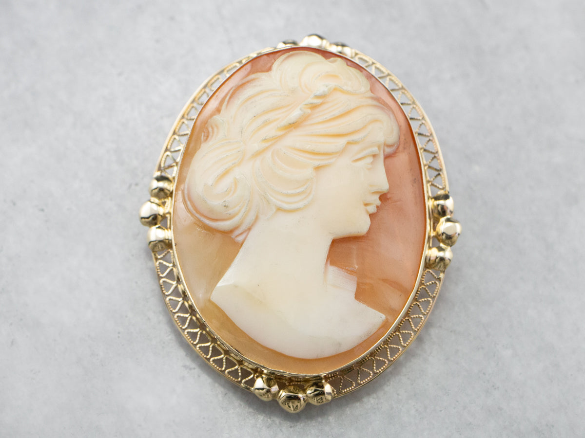 Gold Retro Era Cameo Pin or Pendant