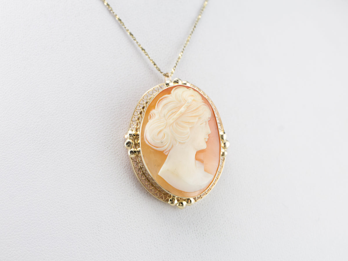 Gold Retro Era Cameo Pin or Pendant