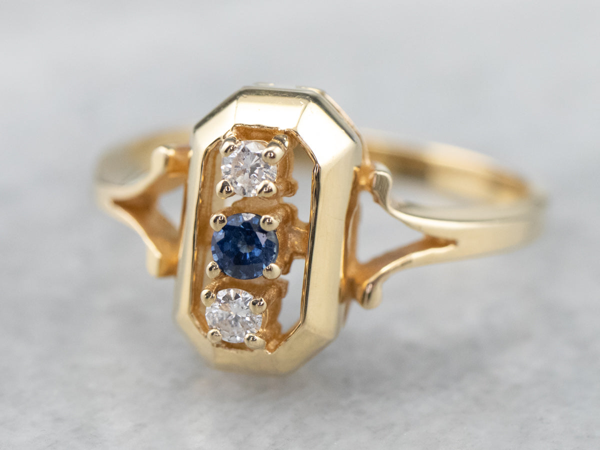 Three Stone Sapphire and Diamond Ring