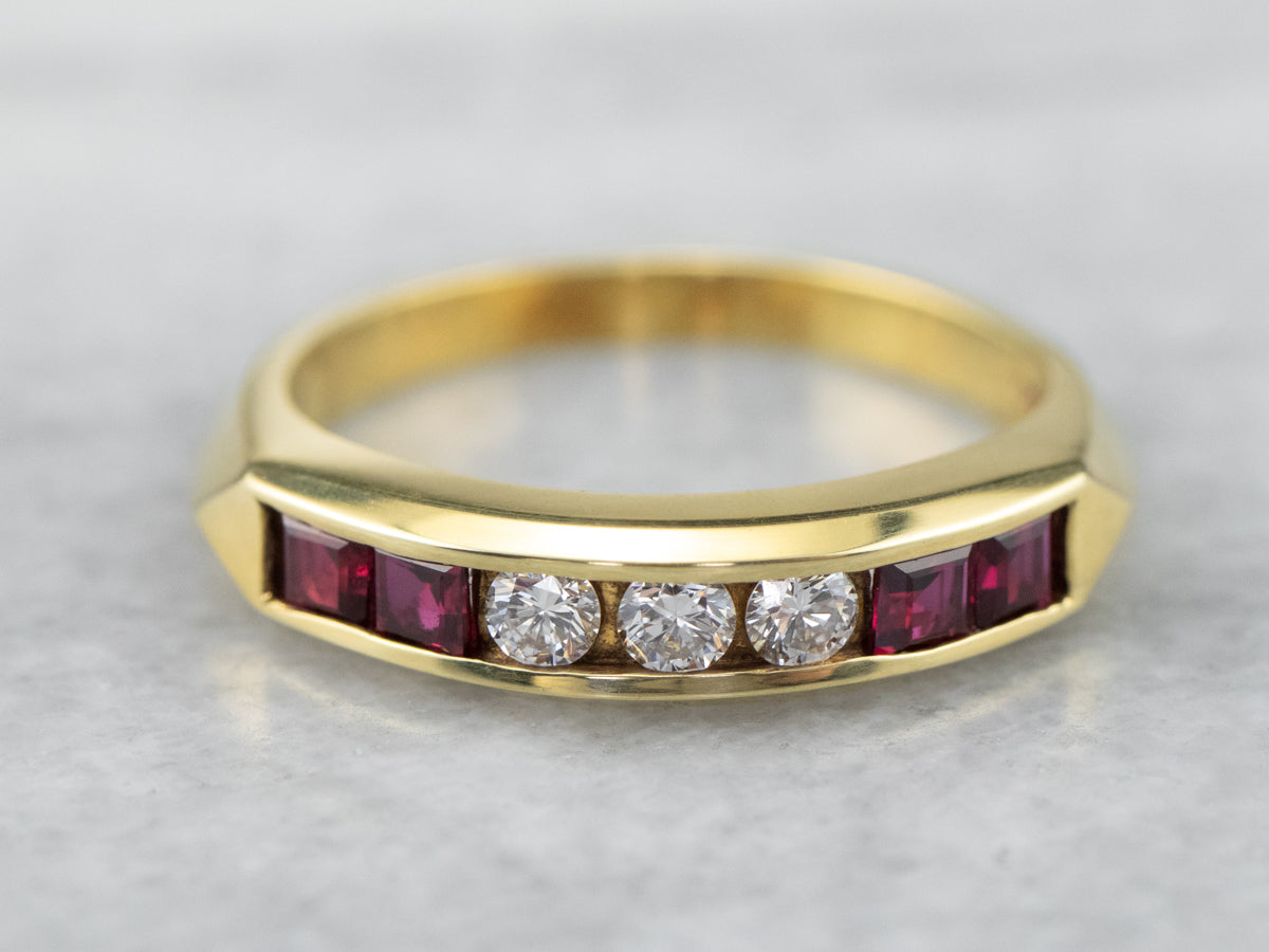 18K Gold Ruby and Diamond Band