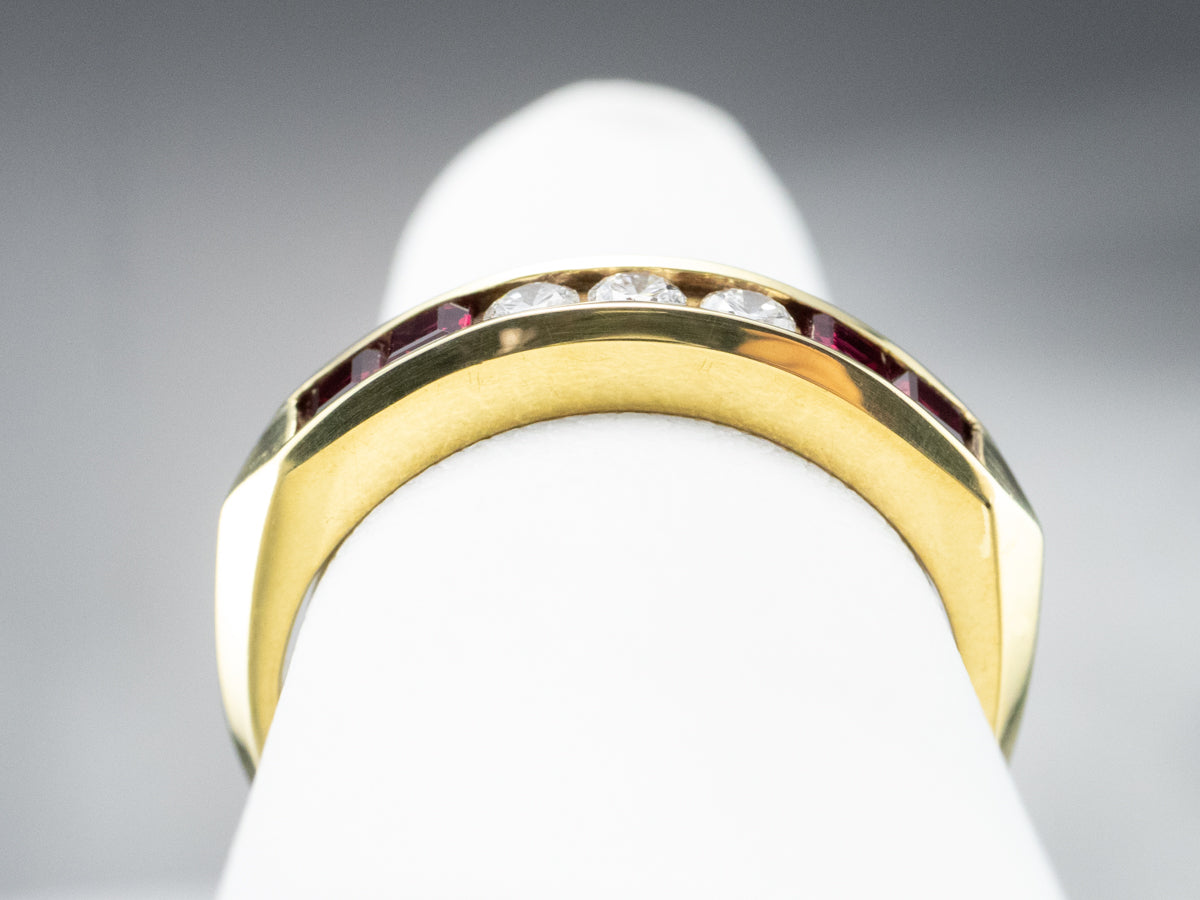 18K Gold Ruby and Diamond Band