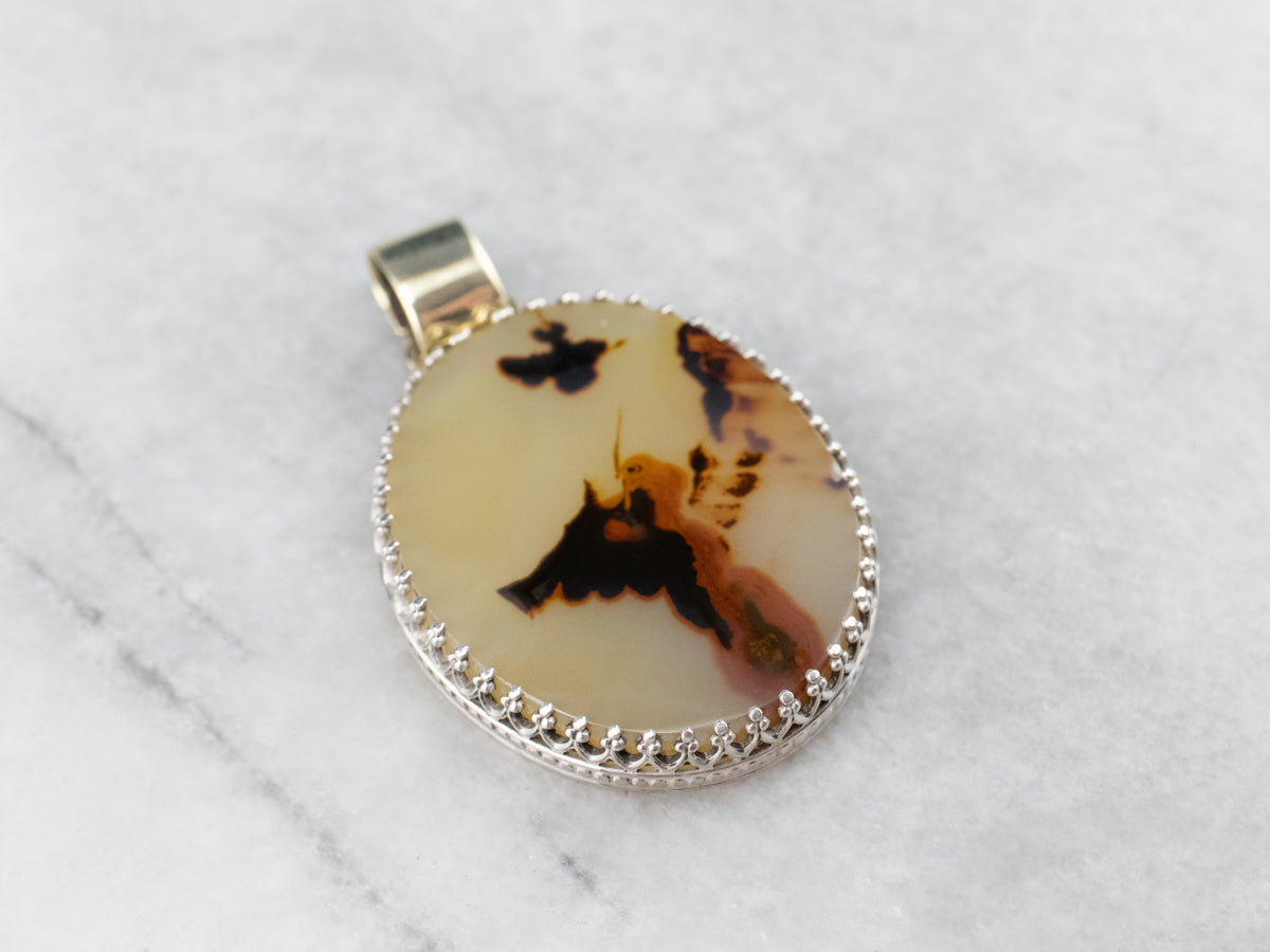 Mixed Metal Dendritic Agate Pendant