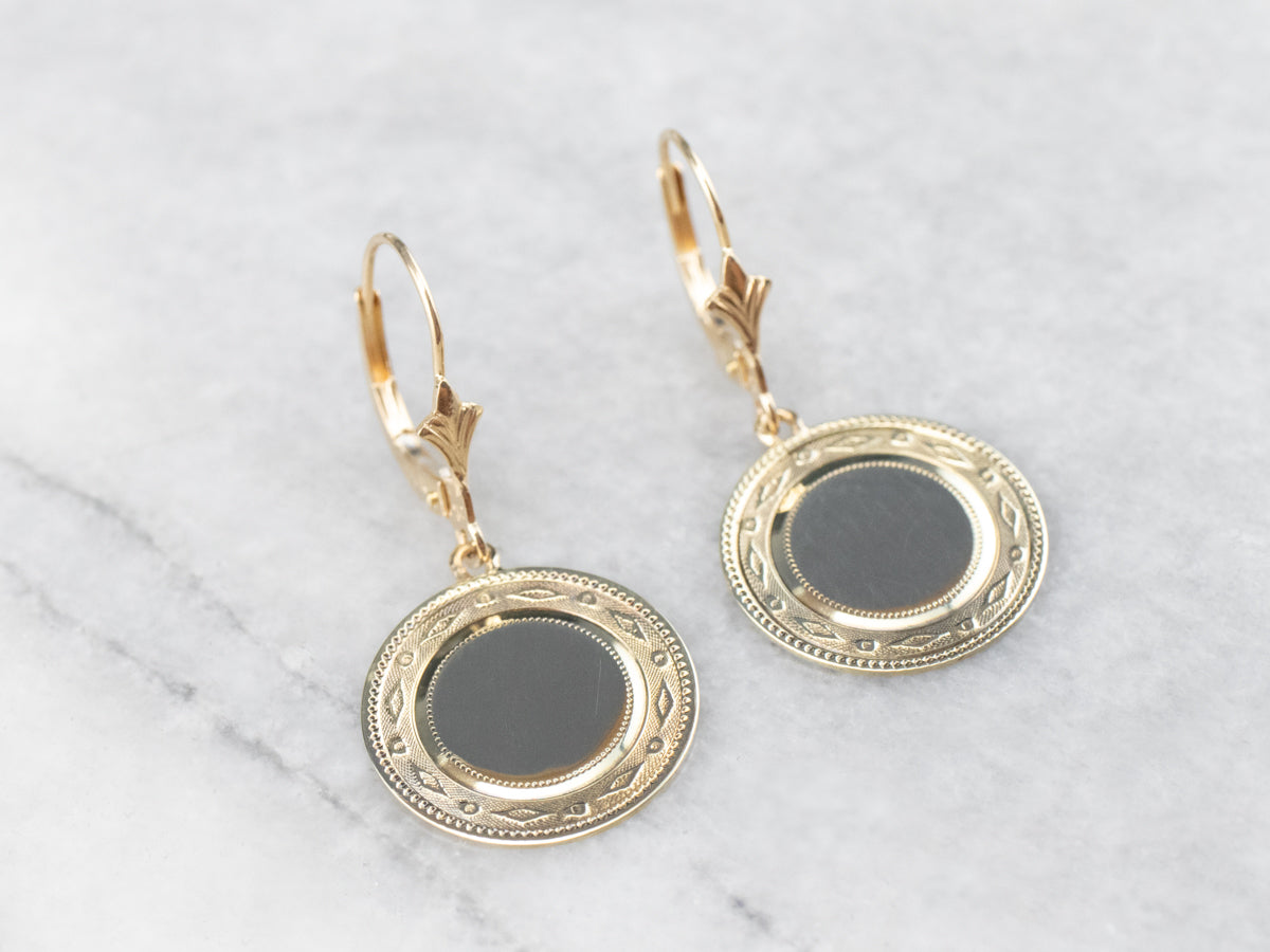 Retrofitted 14K Gold Cufflink Drop Earrings