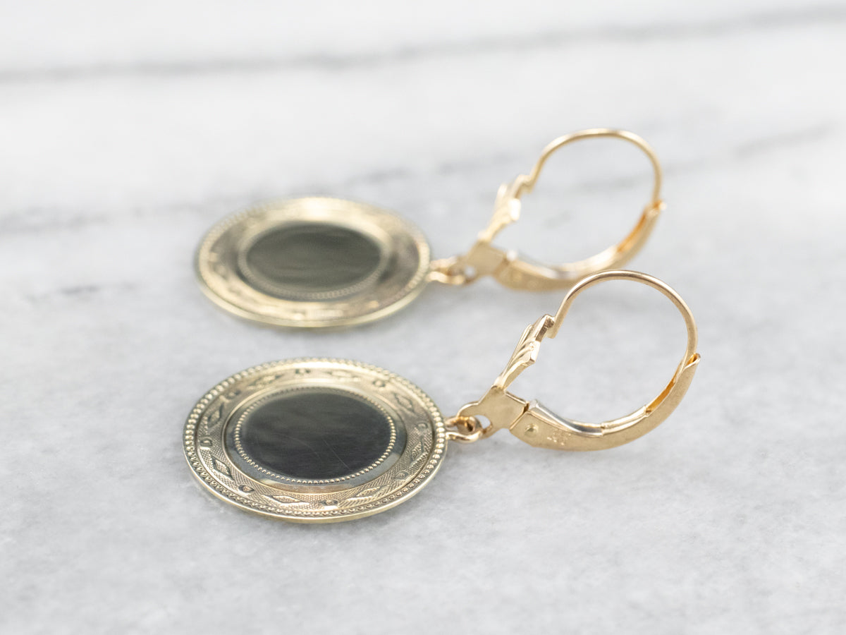 Retrofitted 14K Gold Cufflink Drop Earrings