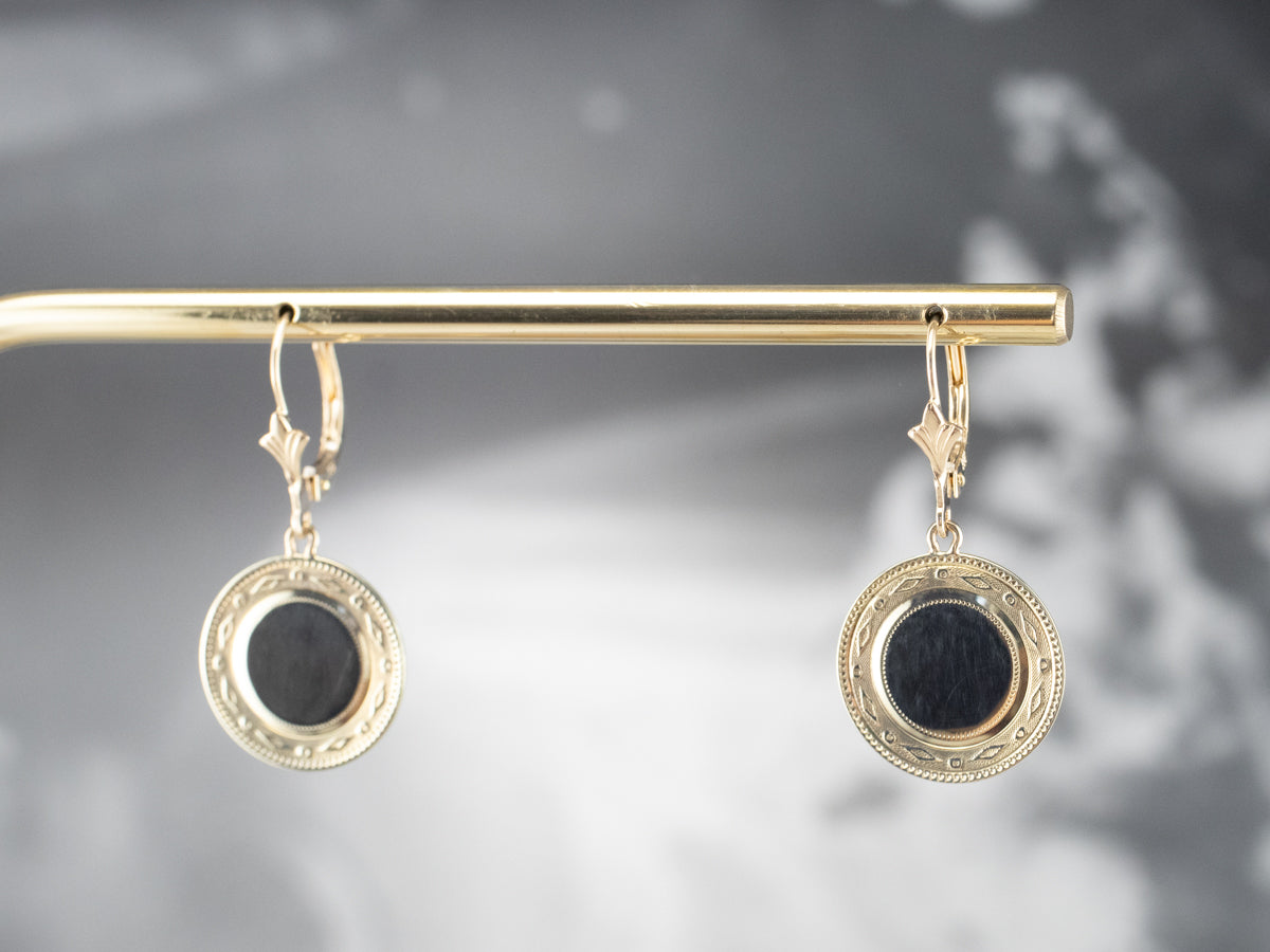 Retrofitted 14K Gold Cufflink Drop Earrings