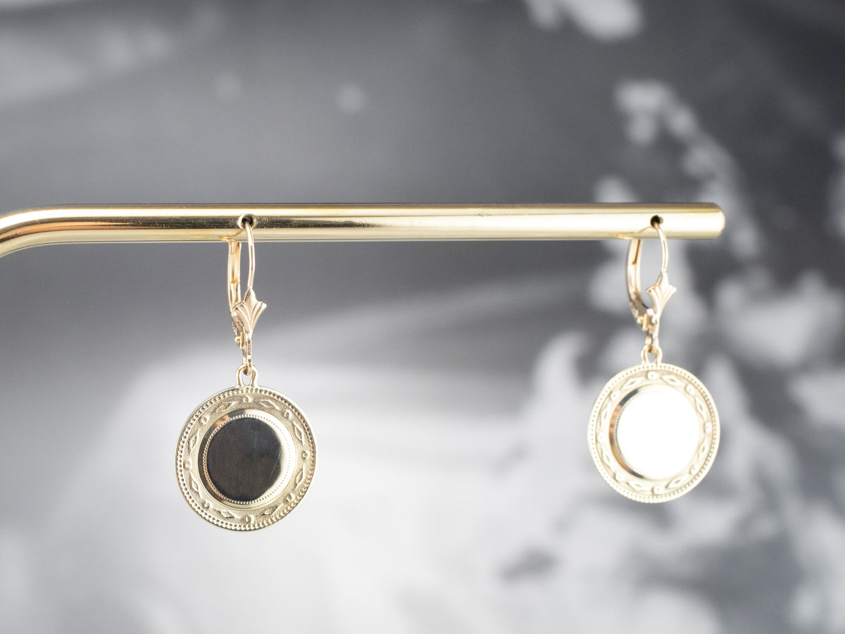 Retrofitted 14K Gold Cufflink Drop Earrings